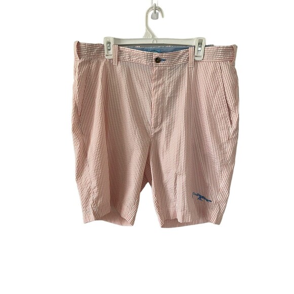 TrueFlies Angler Manasota Pink and White‎ Seersucker Shorts Size 40 - Picture 1 of 8